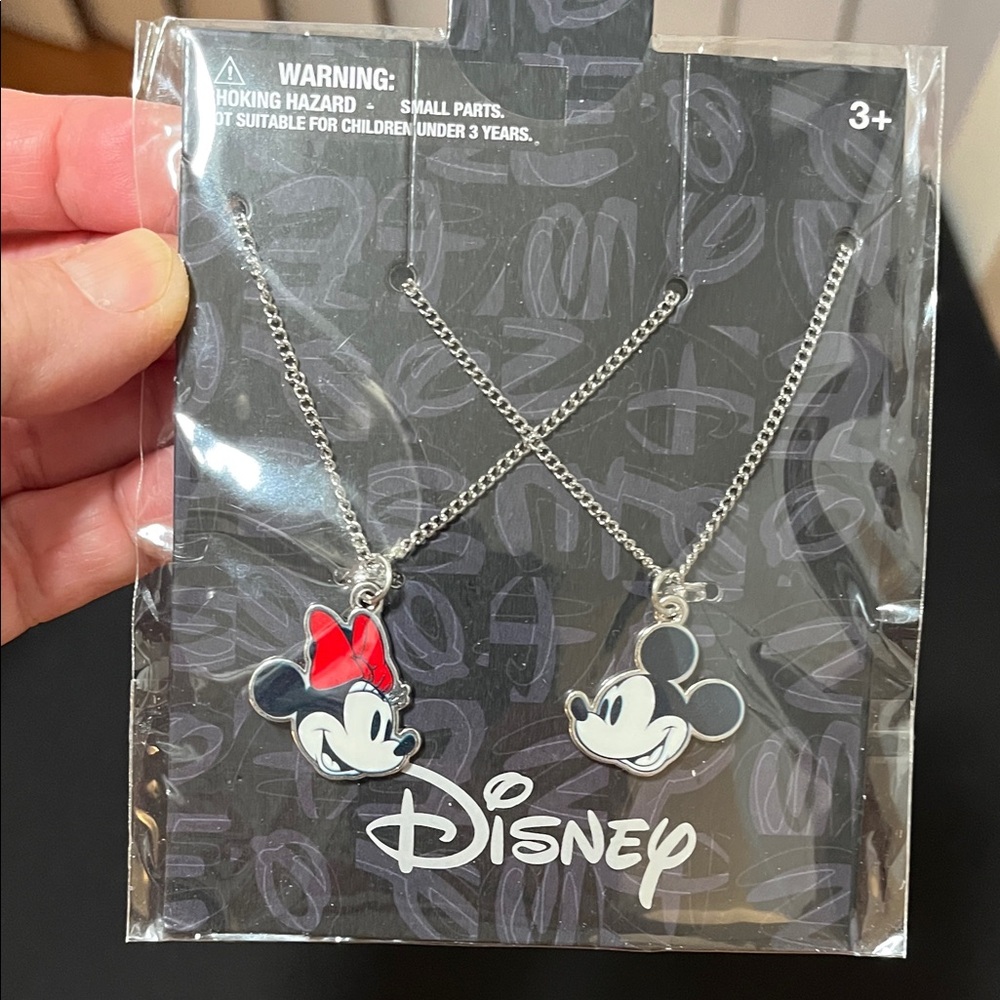 Two necklaces Mickey & Minnie mouse jewelry from Disney ages three and up NEW